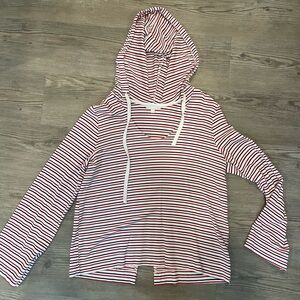 Striped Hooded Long Sleeve Top